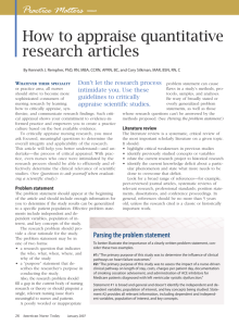 How to appraise quantitative research articles