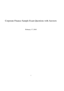 Corporate Finance Sample Exam Questions with Answers