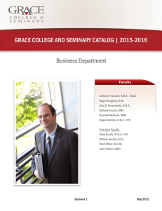 Business Department GRACE COLLEGE AND SEMINARY