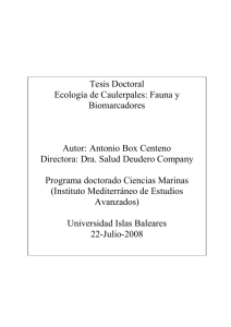 Tesis Doctoral Ecología de Caulerpales: Fauna y Biomarcadores