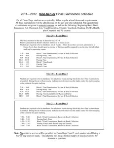 2011—2012 Non-Senior Final Examination Schedule