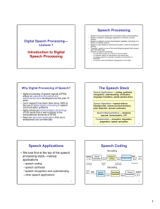 Digital Speech Processing - Electrical and Computer Engineering