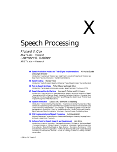 Section X: Speech Processing