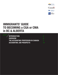IMMIGRANTS' GUIDE TO BECOMING a CGA or CMA in BC