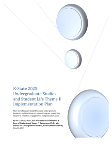 Undergraduate Studies, Student Life Implementation Plan, Final Draft