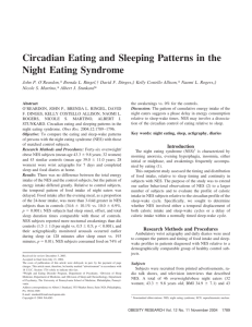 Circadian Eating and Sleeping Patterns in the Night Eating Syndrome