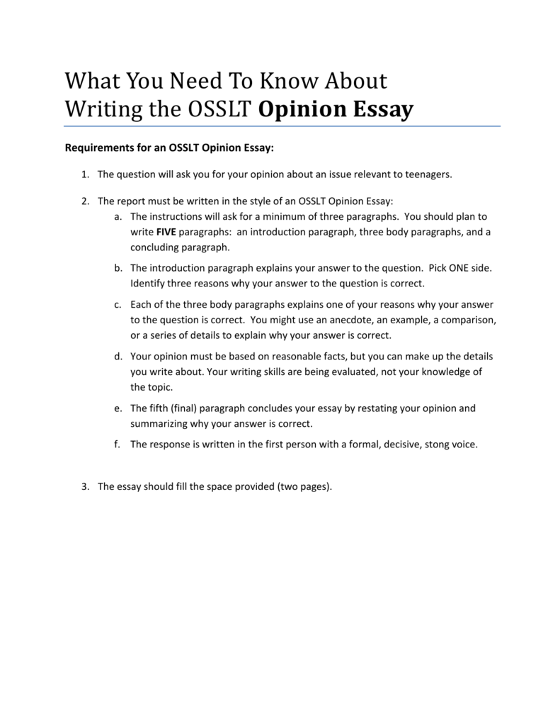 how long is the osslt essay