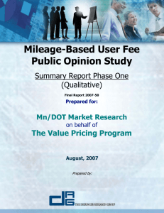 Mileage-Based User Fee Public Opinion Study