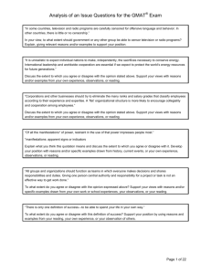 Analysis of an Issue Questions for the GMAT Exam