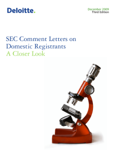 SEC Comment Letter on Domestic Registrants — A Closer Look