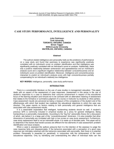 case study performance, intelligence and personality