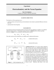 Electrochemistry and the Nernst Equation