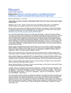 Moody's Press Release on Malaysian Banks: 16 June 2015
