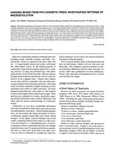 URSID SYSTEMATICS A Brief History of Taxonomy