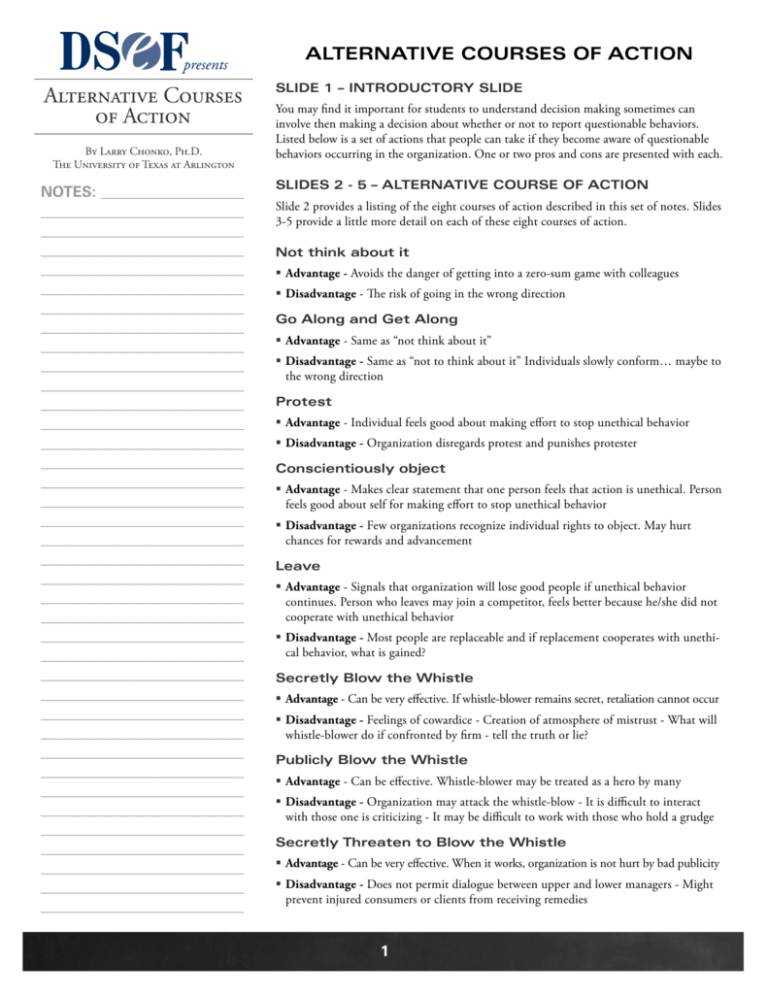 Course Of Action Legal Meaning