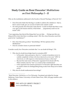 Study Guide on René Descartes' Meditations on First Philosophy: I – II