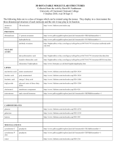 page of links to 3D rotatable images of biological molecules