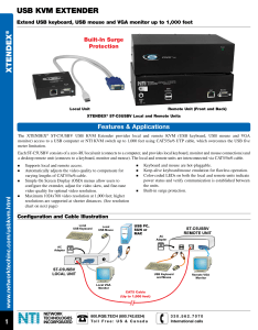 CAT5 USB KVM Extender, Maximum Length USB Cable, Keyboard