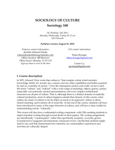 SOCIOLOGY OF CULTURE Sociology 160
