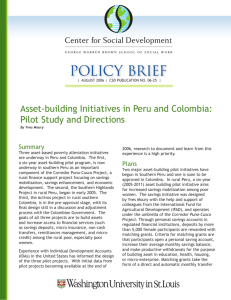 Asset-building Initiatives in Peru and Colombia: Pilot Study and