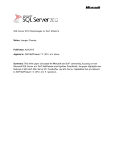 SQL Server 2012 Technologies for SAP Solutions