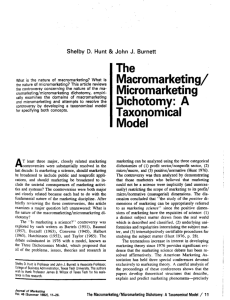 The Macromarketing/ Micromarketing Dichotomy: A Taxonomical