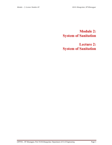 Module 2: System of Sanitation Lecture 2: System of Sanitation