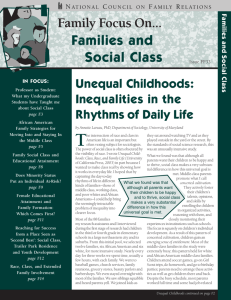 Families and Social Class - Sociology at the University of