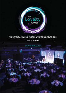 The LoyaLTy awards, europe & The MiddLe easT, 2012 The winners