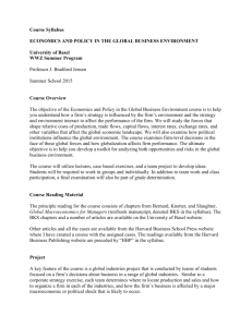 Course Syllabus ECONOMICS AND POLICY IN THE GLOBAL