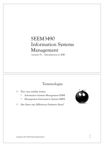 SEEM3490 Information Systems Management