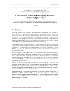 2. Humanitarian System-Wide Emergency Activation