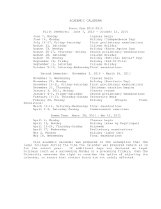 Academic Calendar 2010-2011