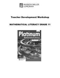 Mathematical Literacy Grade 11 Teacher's Development Module