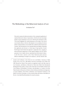 The Methodology of the Behavioral Analysis of Law