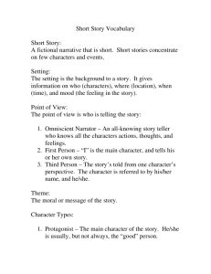 Short Story Vocabulary Short Story: A fictional narrative that is short