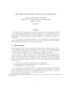 Web Page Classification: Features and Algorithms
