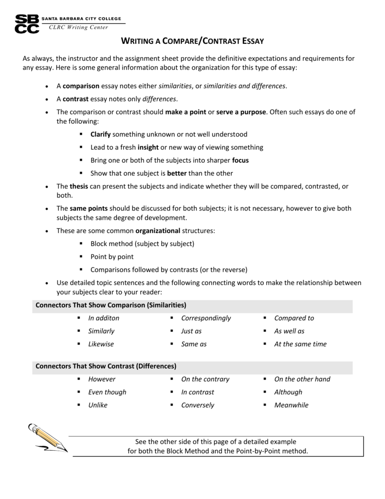 point by point compare and contrast essay