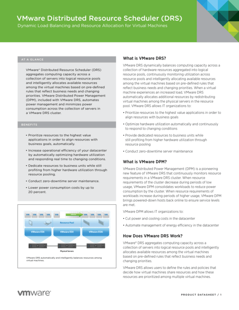  DRS VMware Distributed Resource Scheduler DRS 