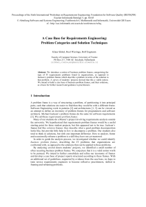 A Case Base for Requirements Engineering: Problem Categories