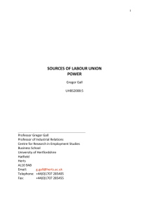 sources of labour union power - The Labour Representation