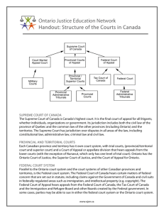 Structure of the Courts in Canada - the Ontario Justice Education