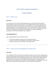 LGST 230 The Canadian Legal System Detailed Syllabus