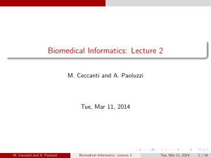 Biomedical Informatics: Lecture 2