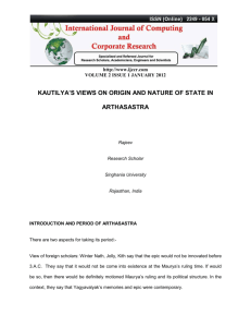 kautilya's views on origin and nature of state in arthasastra