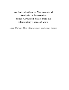 An Introduction to Mathematical Analysis in Economics: Some