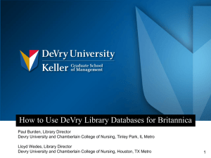 Britannica Onlin - DeVry University Library