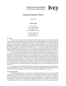 Advanced Corporate Finance - Richard Ivey School of Business