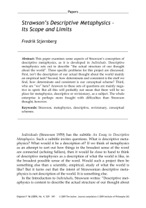 Strawson's Descriptive Metaphysics – Its Scope and Limits