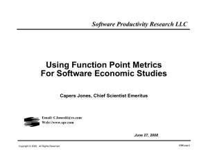 Using Function Point Metrics For Software Economic Studies